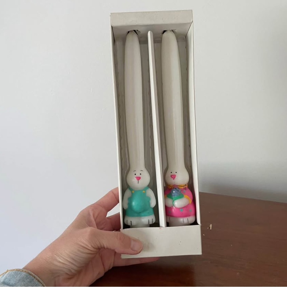 Cute Bunny Candle Set - Vintage Easter Russ